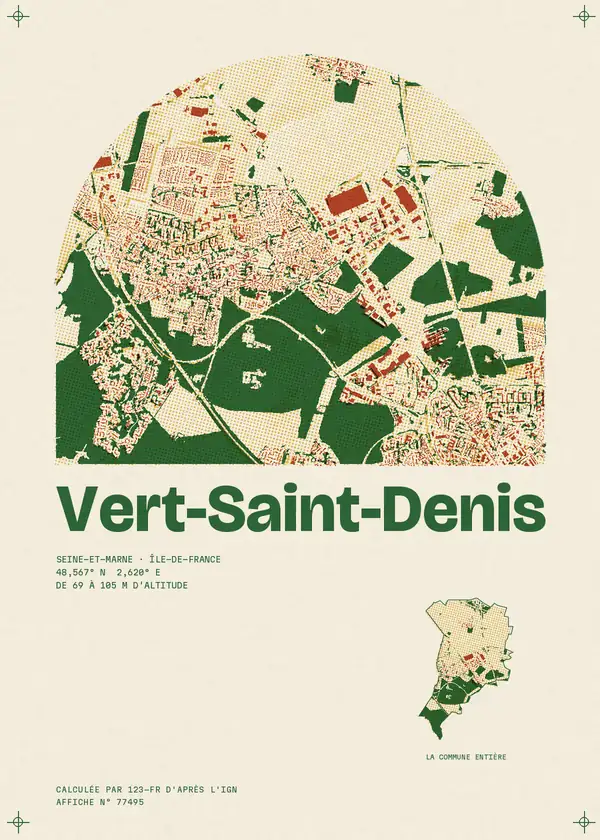 Affiche de Vert-Saint-Denis, calculée par 123-fr d'après l'IGN