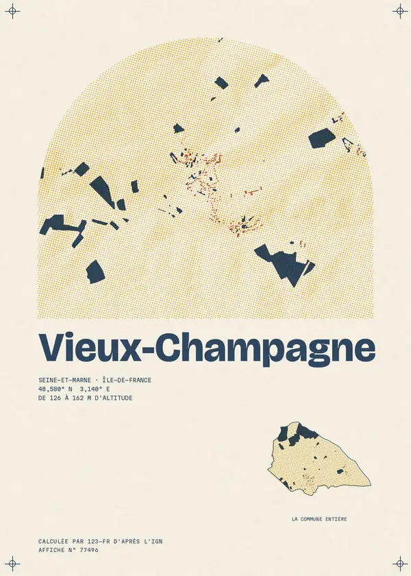 Affiche de Vieux-Champagne, calculée par 123-fr d'après l'IGN