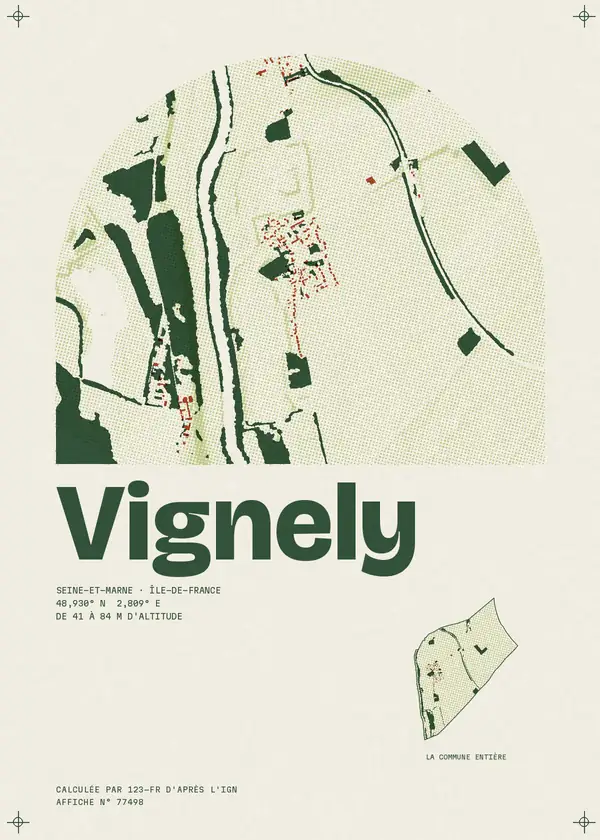 Affiche de Vignely, calculée par 123-fr d'après l'IGN