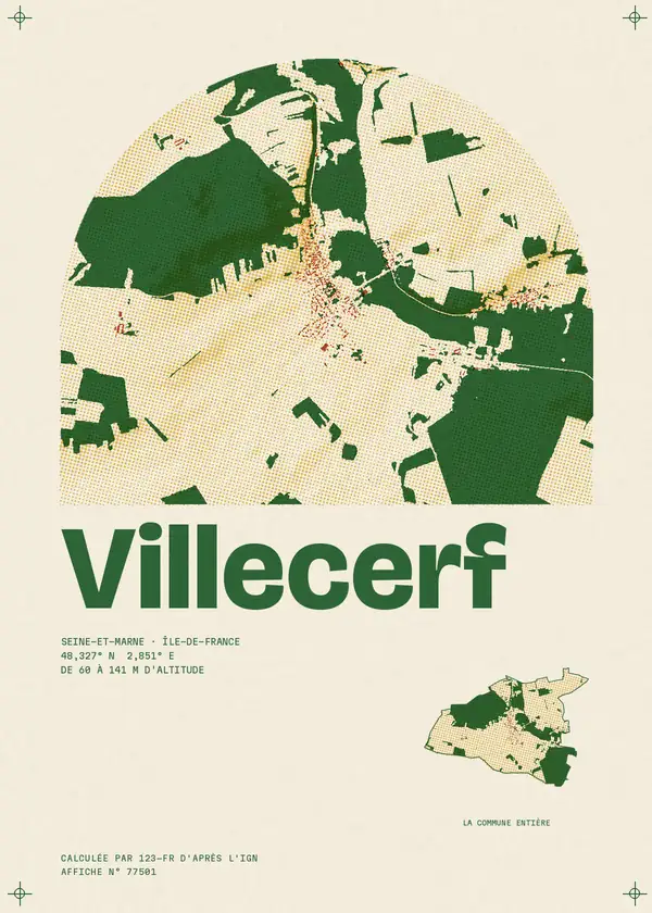 Affiche de Villecerf, calculée par 123-fr d'après l'IGN