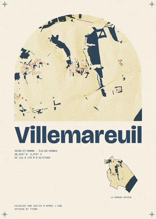 Affiche de Villemareuil, calculée par 123-fr d'après l'IGN