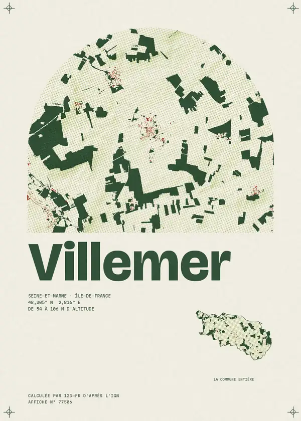 Affiche de Villemer, calculée par 123-fr d'après l'IGN