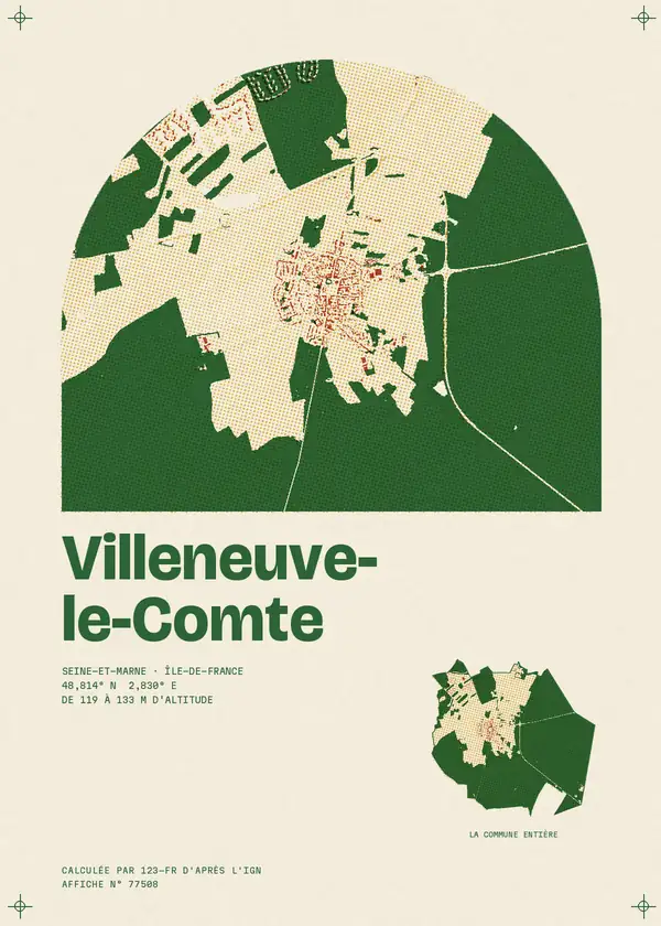 Affiche de Villeneuve-le-Comte, calculée par 123-fr d'après l'IGN