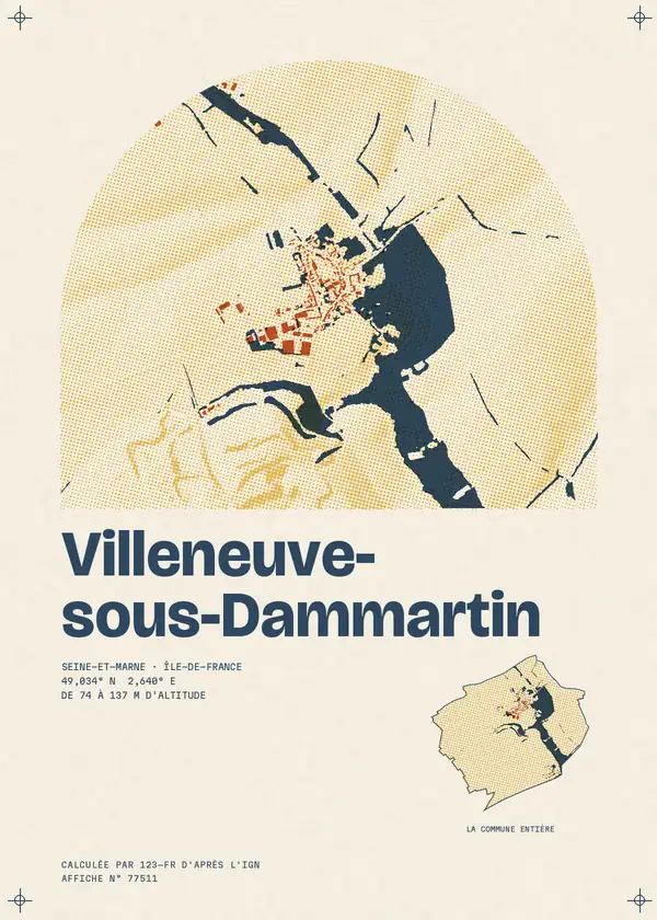 Affiche de Villeneuve-sous-Dammartin, calculée par 123-fr d'après l'IGN