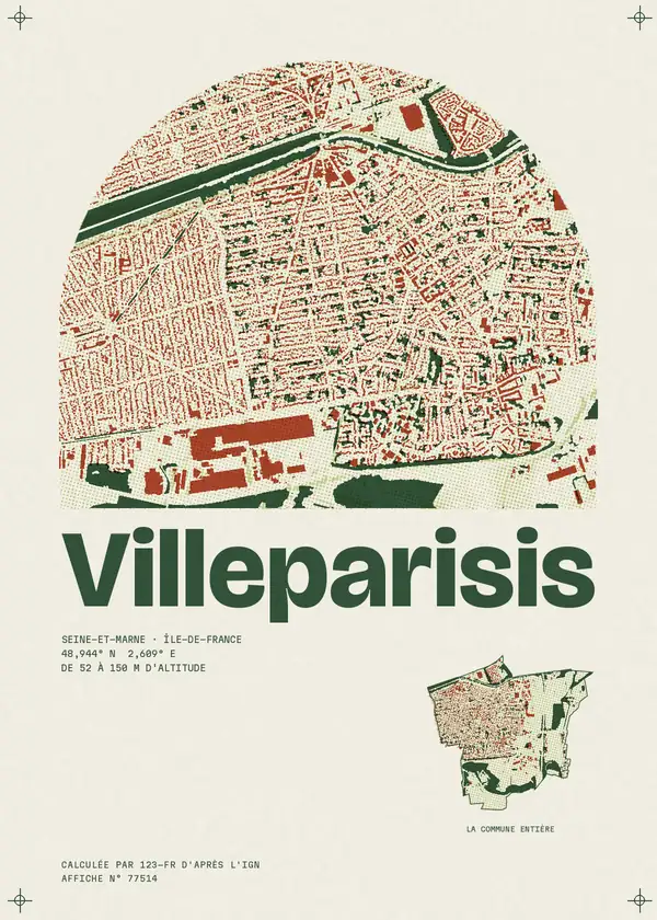 Affiche de Villeparisis, calculée par 123-fr d'après l'IGN