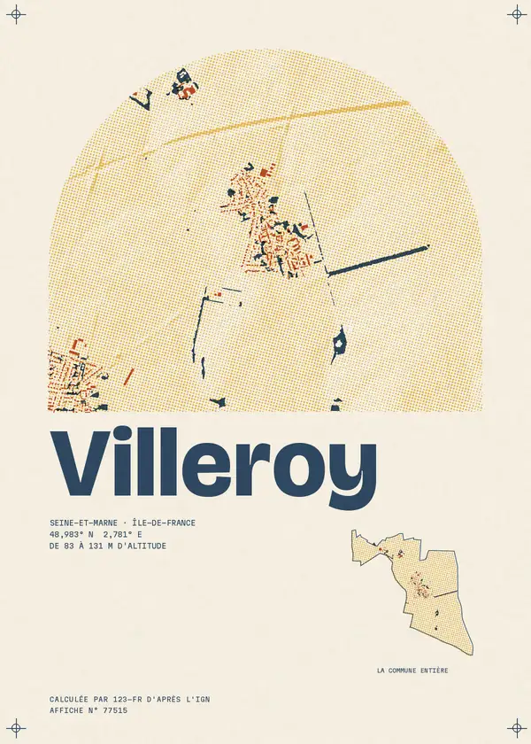 Affiche de Villeroy, calculée par 123-fr d'après l'IGN