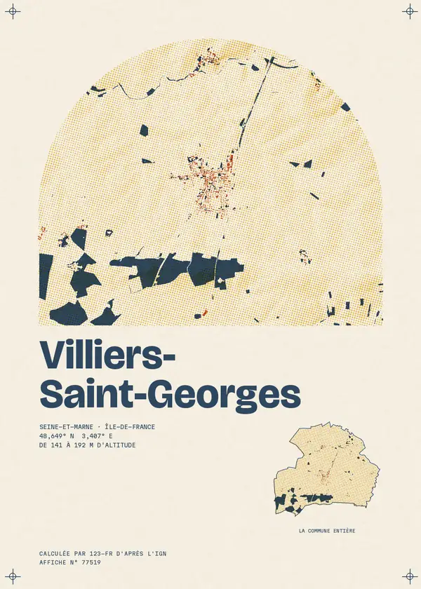 Affiche de Villiers-Saint-Georges, calculée par 123-fr d'après l'IGN