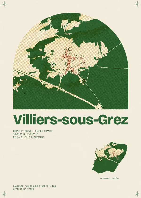 Affiche de Villiers-sous-Grez, calculée par 123-fr d'après l'IGN
