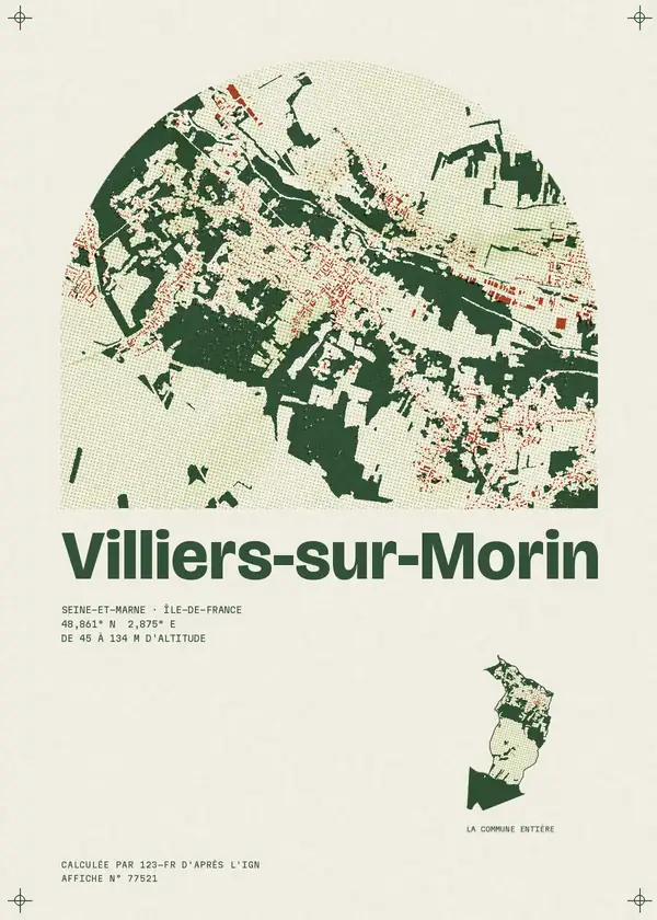 Affiche de Villiers-sur-Morin, calculée par 123-fr d'après l'IGN