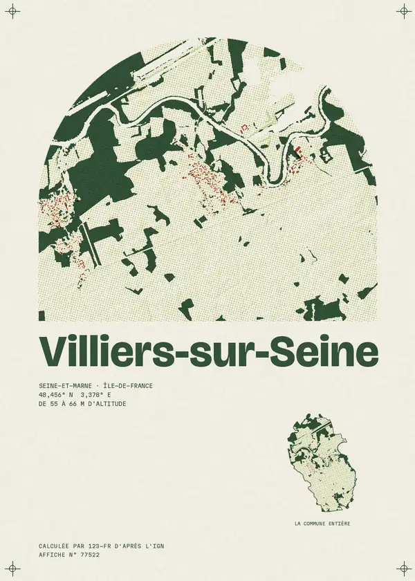 Affiche de Villiers-sur-Seine, calculée par 123-fr d'après l'IGN