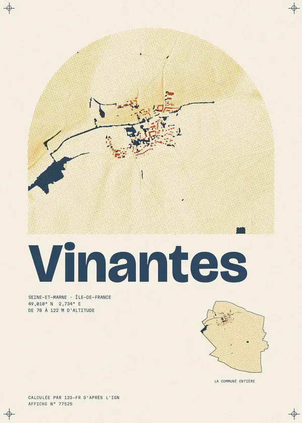 Affiche de Vinantes, calculée par 123-fr d'après l'IGN