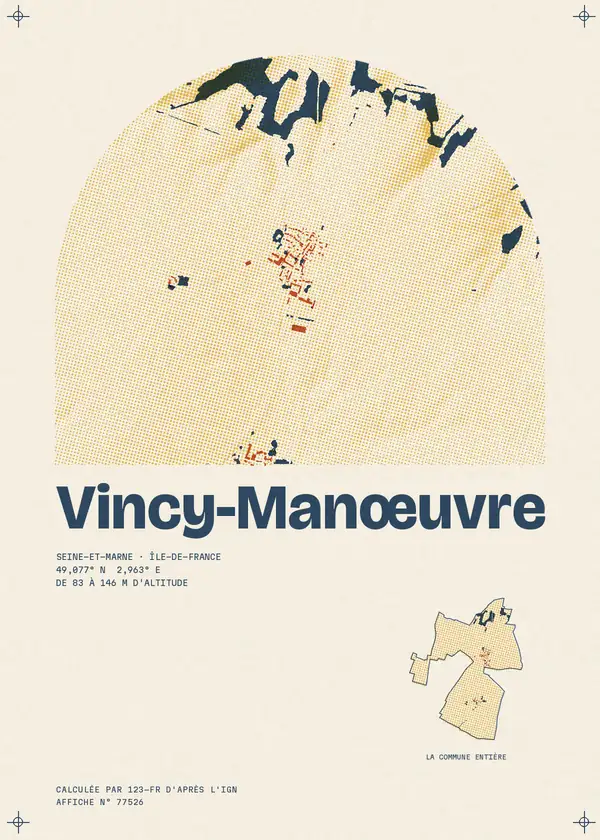 Affiche de Vincy-Manœuvre, calculée par 123-fr d'après l'IGN