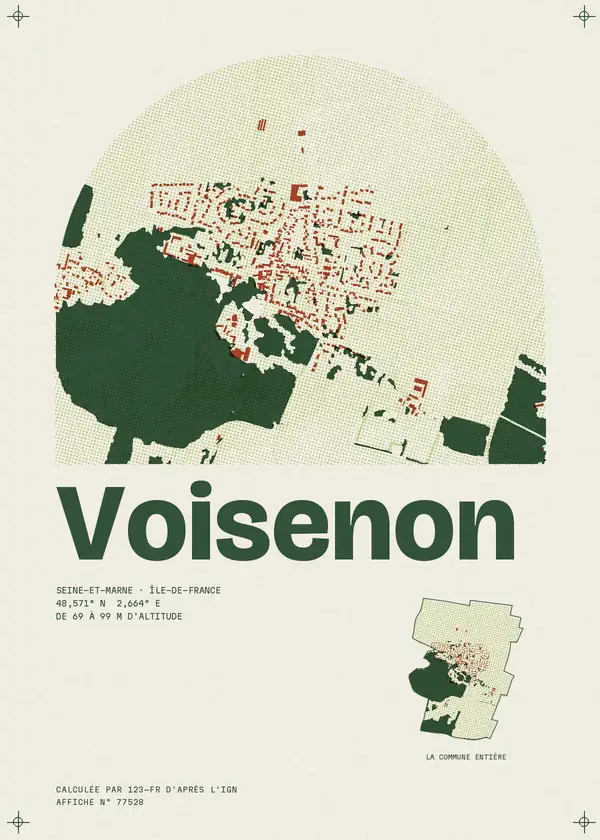Affiche de Voisenon, calculée par 123-fr d'après l'IGN
