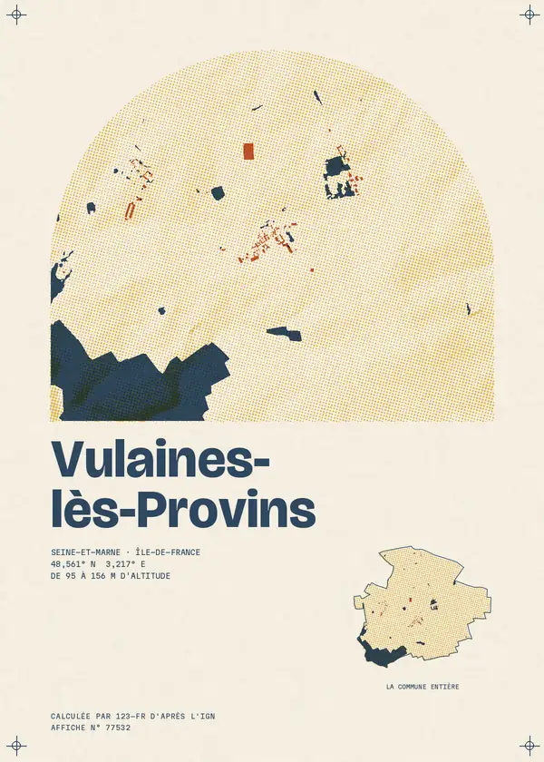 Affiche de Vulaines-lès-Provins, calculée par 123-fr d'après l'IGN