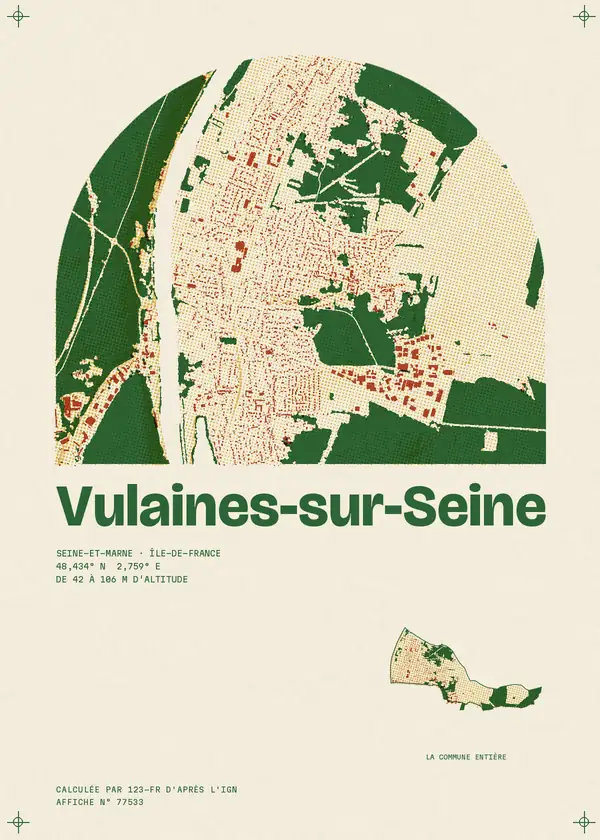 Affiche de Vulaines-sur-Seine, calculée par 123-fr d'après l'IGN