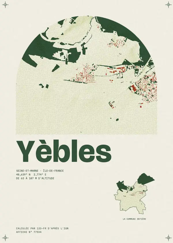 Affiche de Yèbles, calculée par 123-fr d'après l'IGN