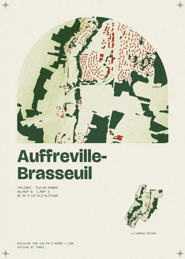 Affiche de Auffreville-Brasseuil, calculée par 123-fr d'après l'IGN