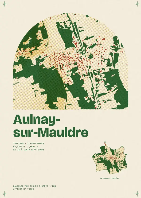 Affiche de Aulnay-sur-Mauldre, calculée par 123-fr d'après l'IGN