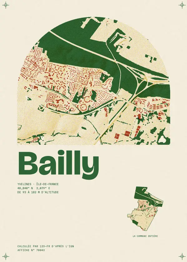 Affiche de Bailly, calculée par 123-fr d'après l'IGN