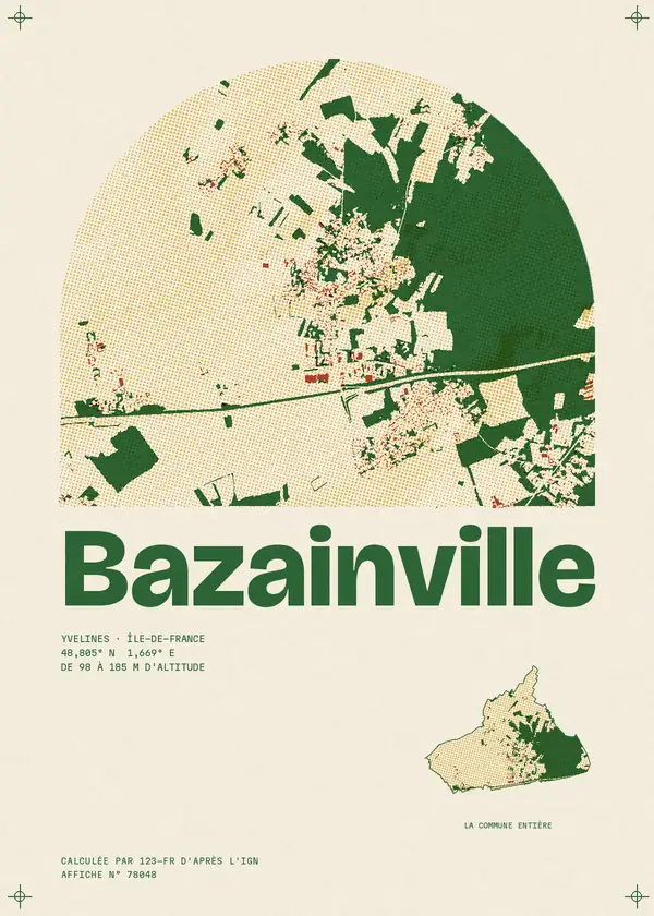 Affiche de Bazainville, calculée par 123-fr d'après l'IGN
