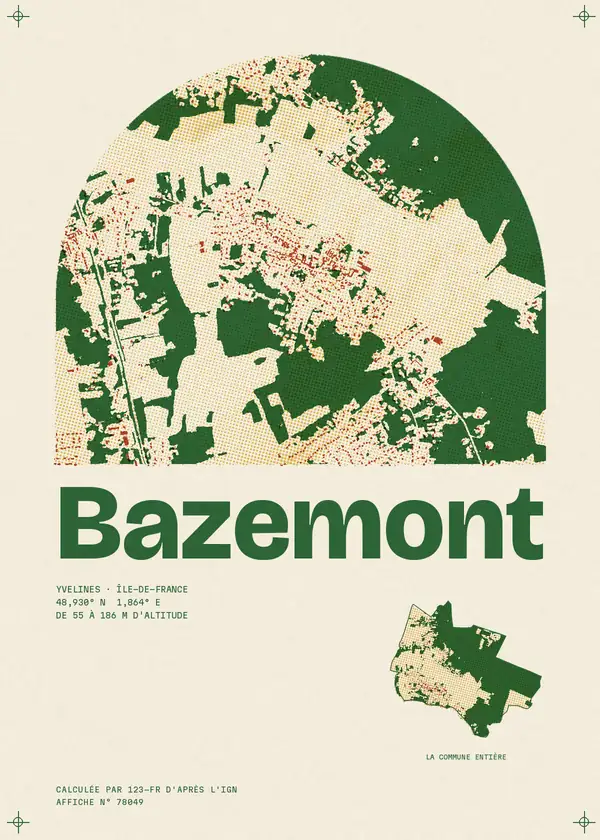 Affiche de Bazemont, calculée par 123-fr d'après l'IGN