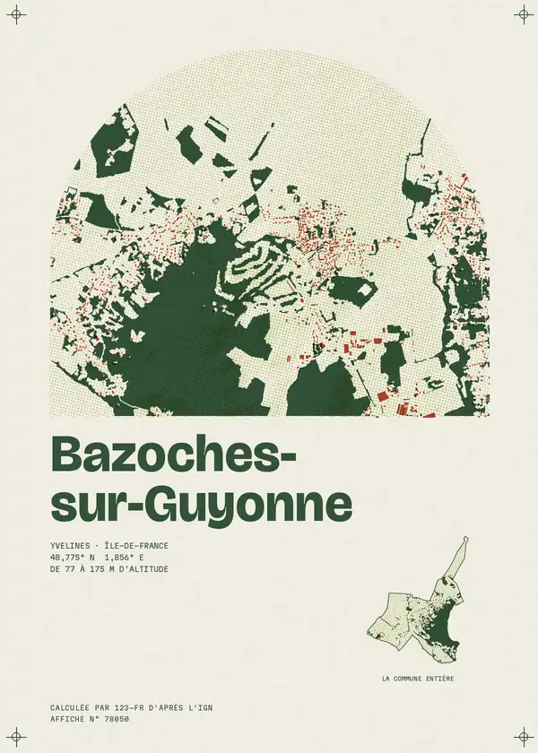 Affiche de Bazoches-sur-Guyonne, calculée par 123-fr d'après l'IGN