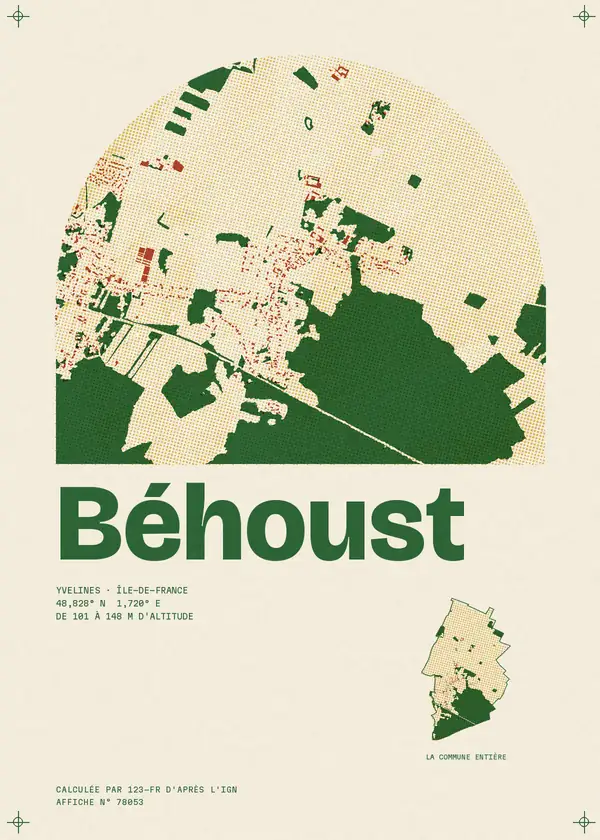 Affiche de Béhoust, calculée par 123-fr d'après l'IGN