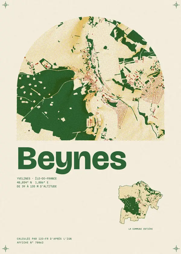 Affiche de Beynes, calculée par 123-fr d'après l'IGN