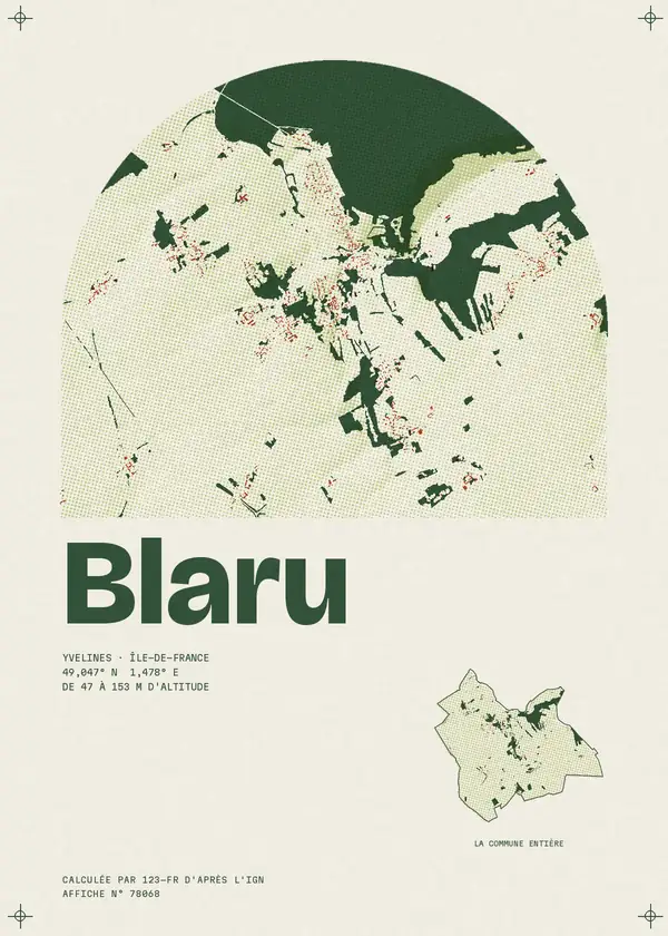 Affiche de Blaru, calculée par 123-fr d'après l'IGN