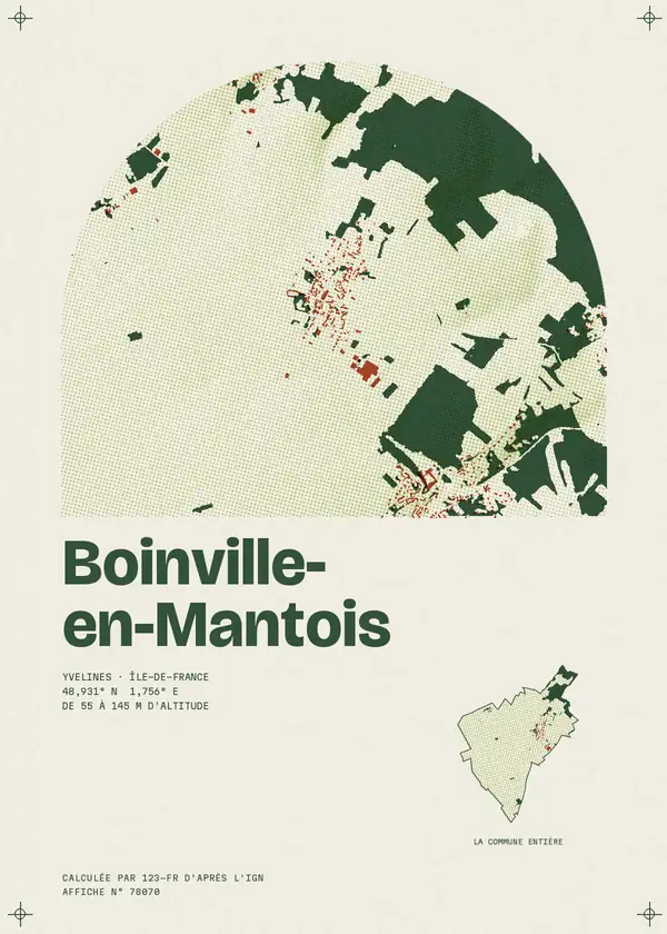 Affiche de Boinville-en-Mantois, calculée par 123-fr d'après l'IGN