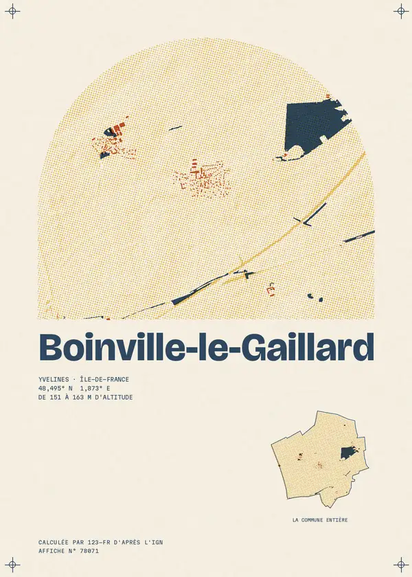 Affiche de Boinville-le-Gaillard, calculée par 123-fr d'après l'IGN