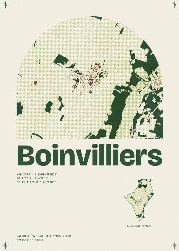 Affiche de Boinvilliers, calculée par 123-fr d'après l'IGN