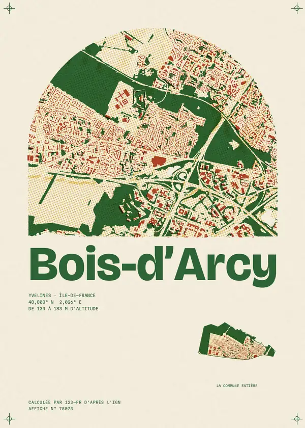 Affiche de Bois-d'Arcy, calculée par 123-fr d'après l'IGN