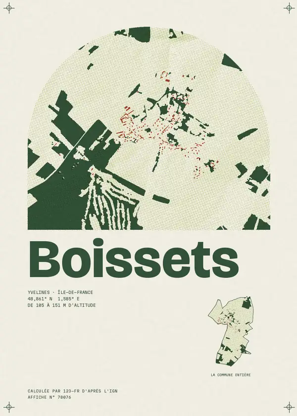 Affiche de Boissets, calculée par 123-fr d'après l'IGN
