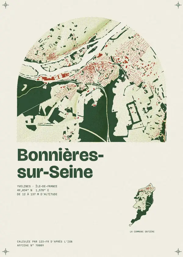 Affiche de Bonnières-sur-Seine, calculée par 123-fr d'après l'IGN