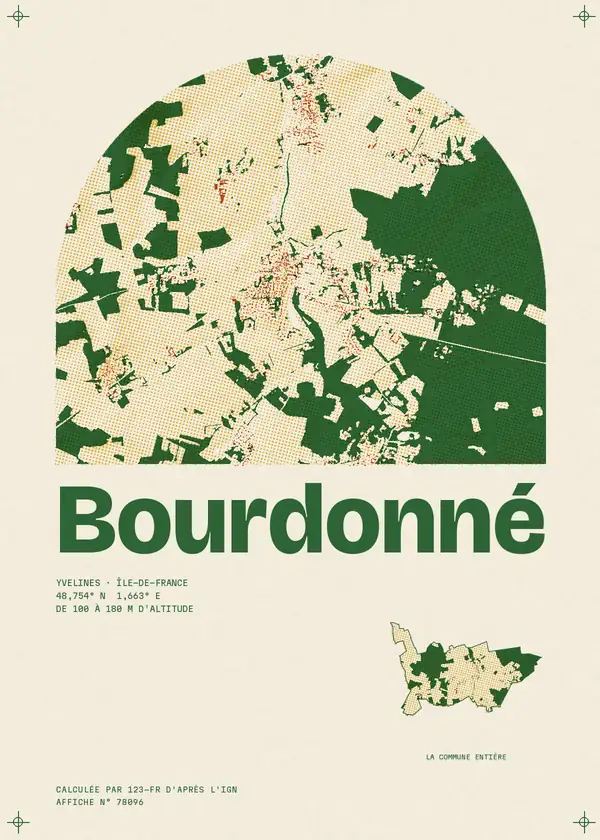 Affiche de Bourdonné, calculée par 123-fr d'après l'IGN