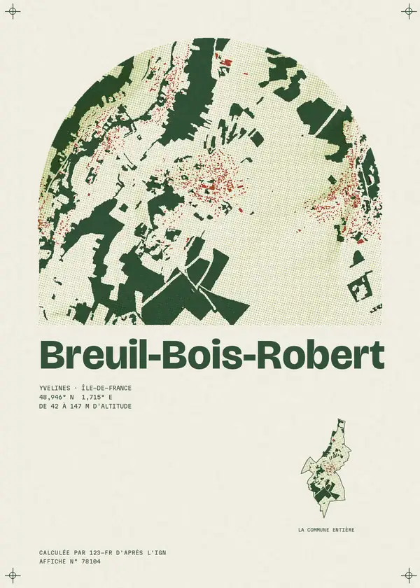 Affiche de Breuil-Bois-Robert, calculée par 123-fr d'après l'IGN