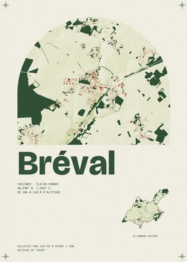 Affiche de Bréval, calculée par 123-fr d'après l'IGN