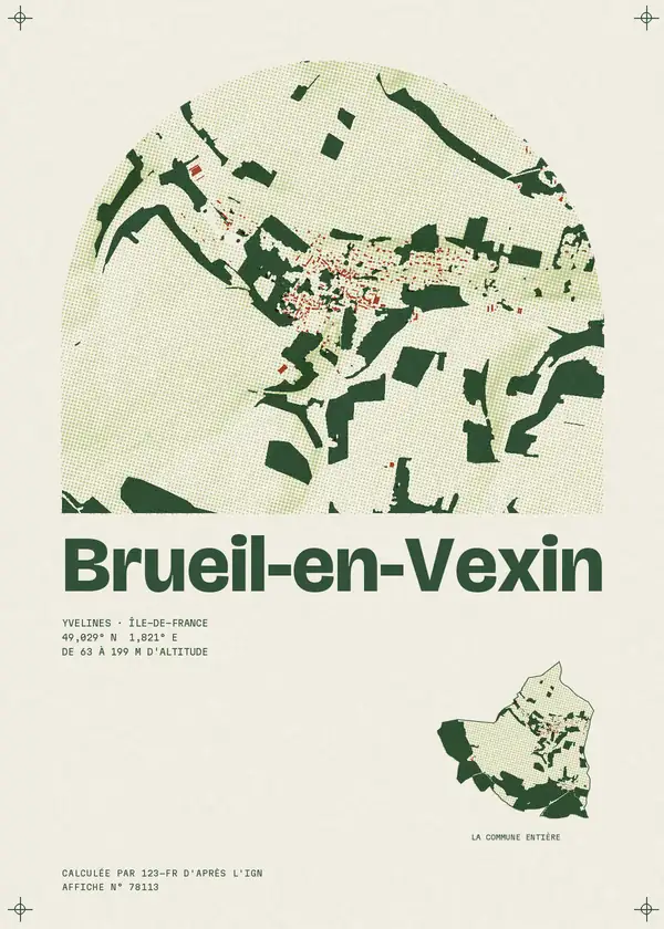 Affiche de Brueil-en-Vexin, calculée par 123-fr d'après l'IGN