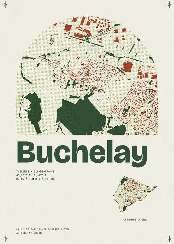 Affiche de Buchelay, calculée par 123-fr d'après l'IGN