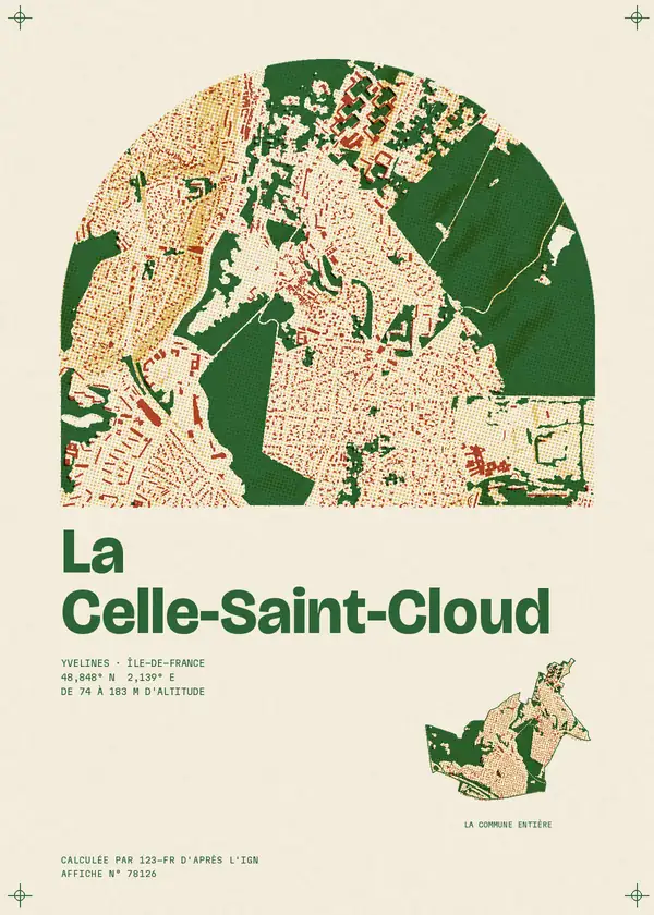 Affiche de La Celle-Saint-Cloud, calculée par 123-fr d'après l'IGN