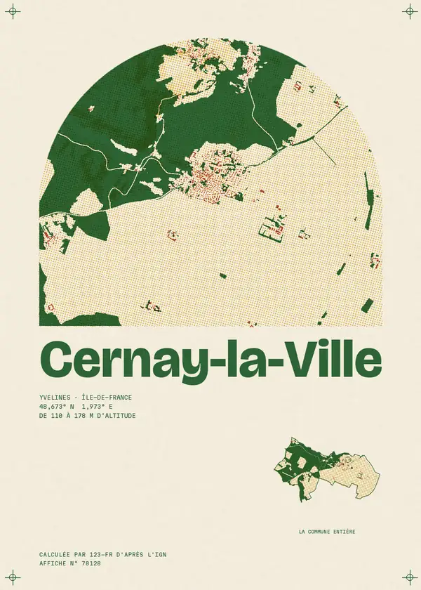 Affiche de Cernay-la-Ville, calculée par 123-fr d'après l'IGN