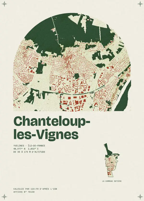 Affiche de Chanteloup-les-Vignes, calculée par 123-fr d'après l'IGN