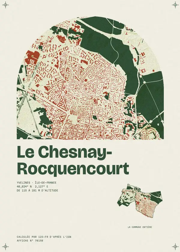 Affiche de Le Chesnay-Rocquencourt, calculée par 123-fr d'après l'IGN