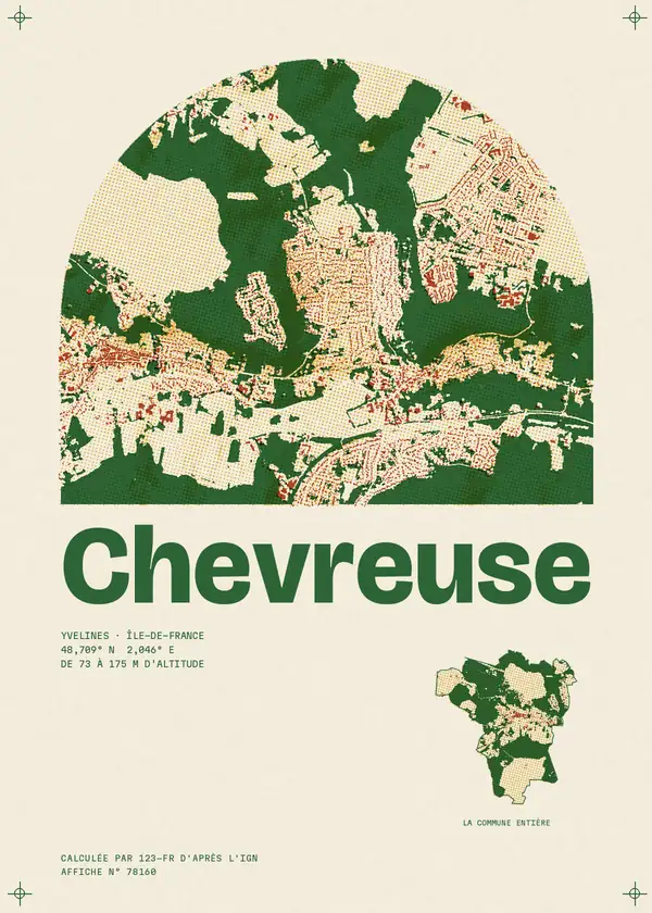 Affiche de Chevreuse, calculée par 123-fr d'après l'IGN