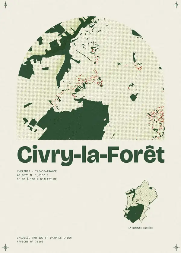 Affiche de Civry-la-Forêt, calculée par 123-fr d'après l'IGN