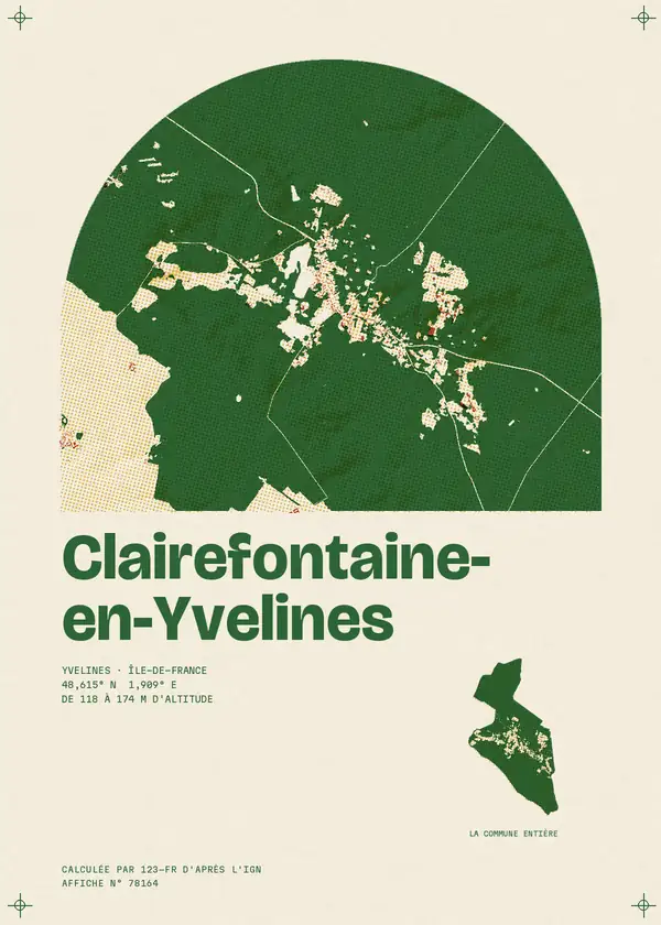 Affiche de Clairefontaine-en-Yvelines, calculée par 123-fr d'après l'IGN
