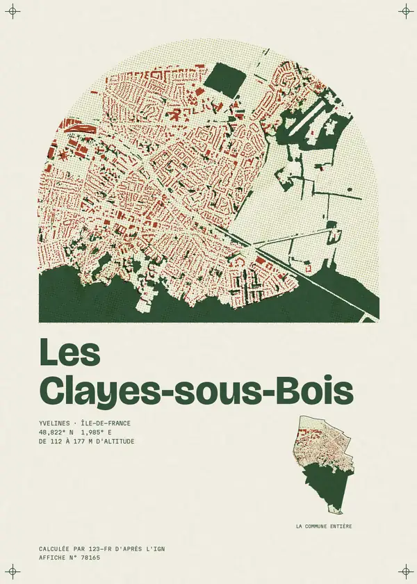 Affiche de Les Clayes-sous-Bois, calculée par 123-fr d'après l'IGN