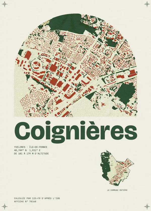 Affiche de Coignières, calculée par 123-fr d'après l'IGN