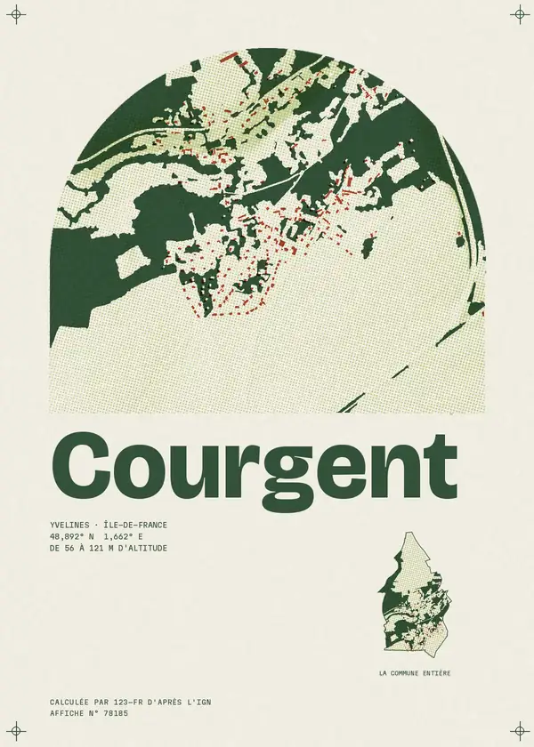 Affiche de Courgent, calculée par 123-fr d'après l'IGN